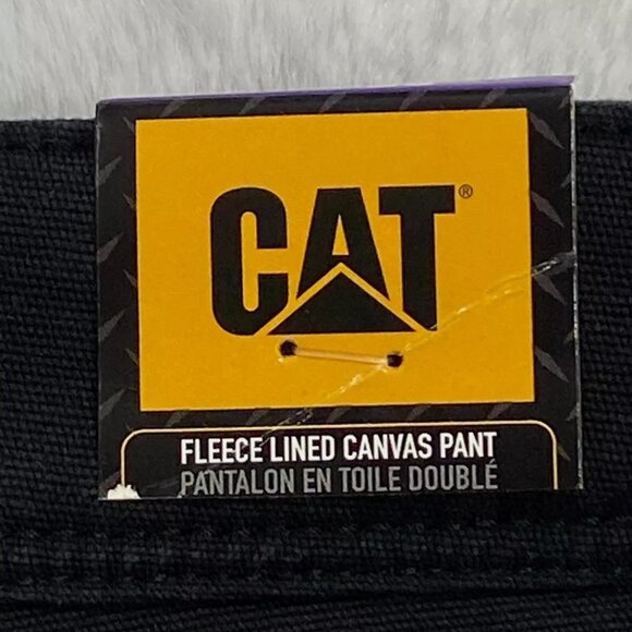 CAT Caterpillar Work Pants Mens 34 x 32 Black Canvas Fleece Lined Insulated - Picture 5 of 12